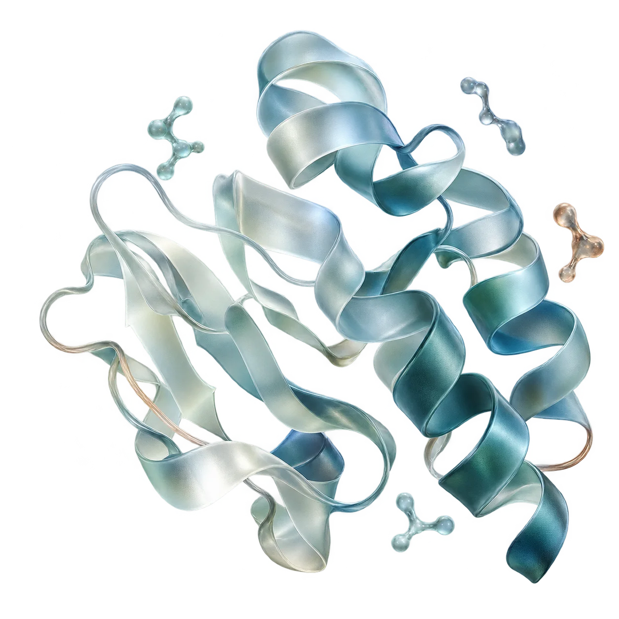 Conceptual translucent biomolecular sculpture